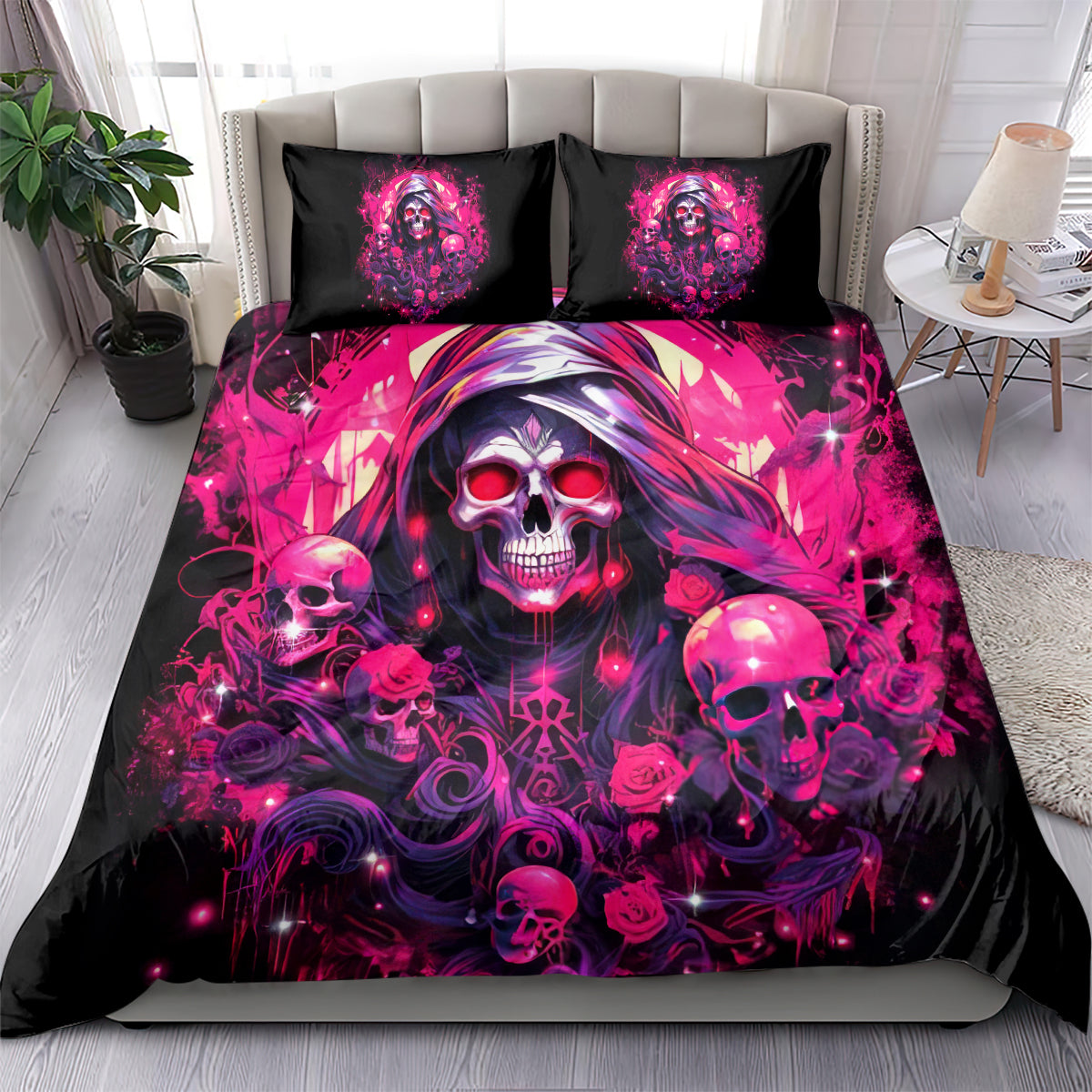 Rose Skull Bedding Set Stuck Between IDK IDC And IDGAF