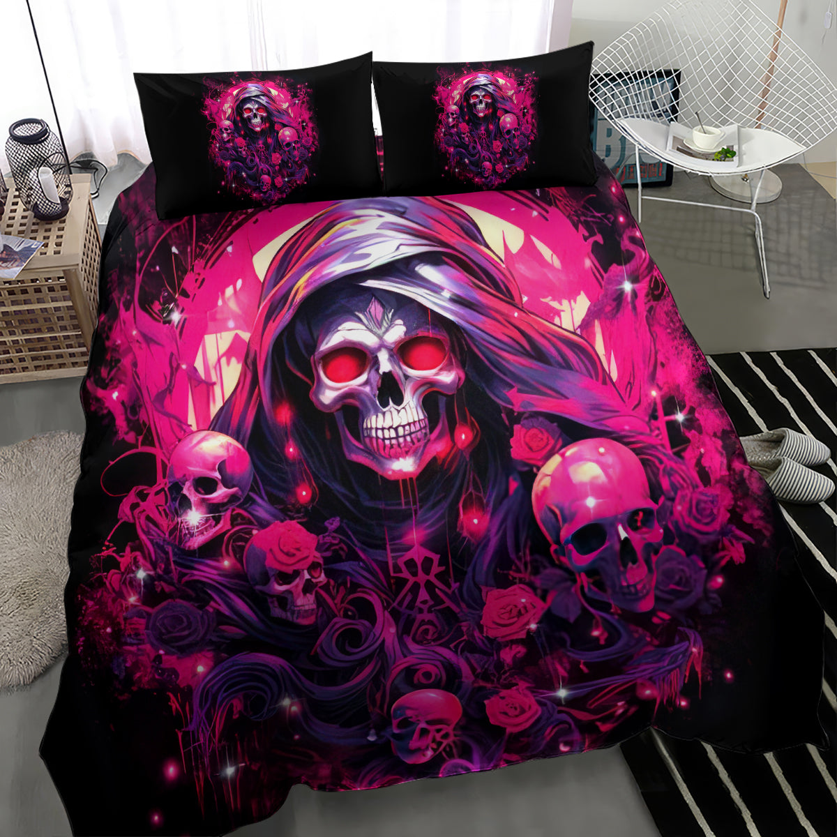 Rose Skull Bedding Set Stuck Between IDK IDC And IDGAF