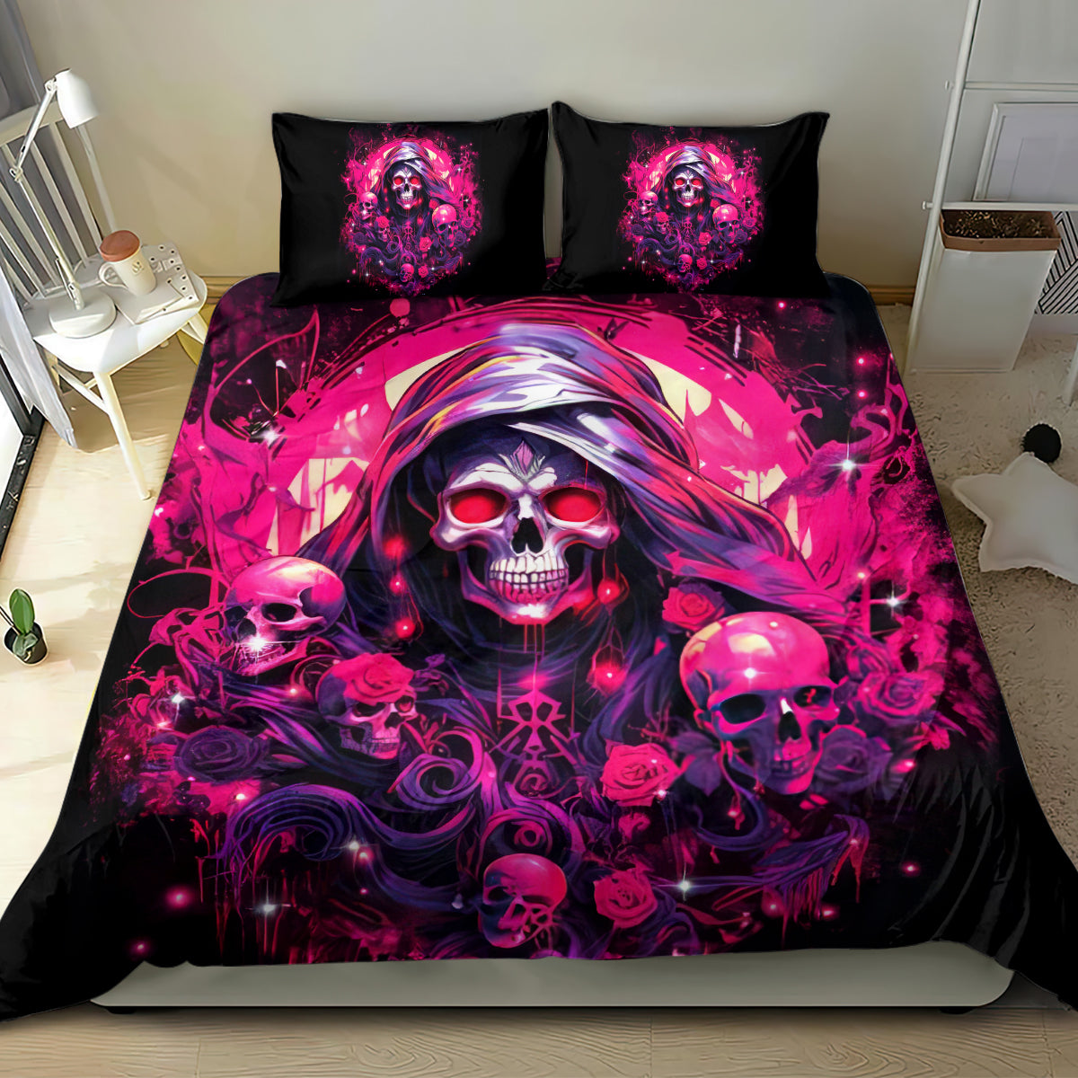 Rose Skull Bedding Set Stuck Between IDK IDC And IDGAF