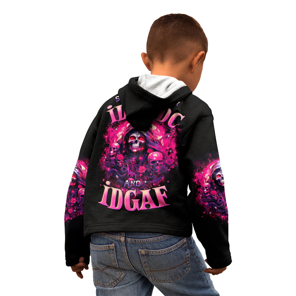Rose Skull Kid Hoodie Stuck Between IDK IDC And IDGAF