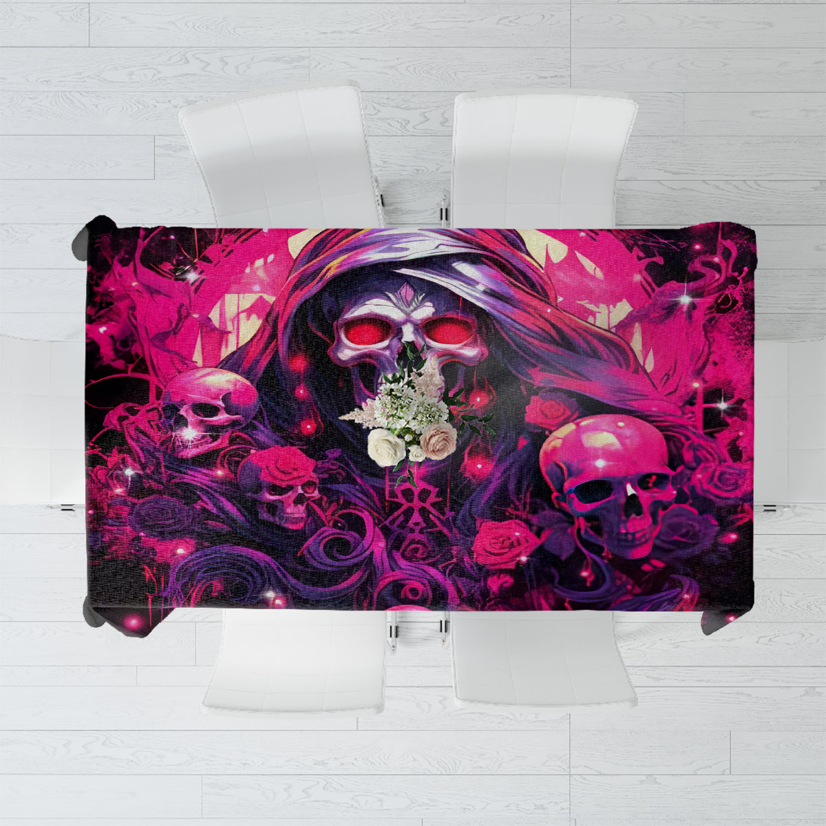 Rose Skull Tablecloth Stuck Between IDK IDC And IDGAF
