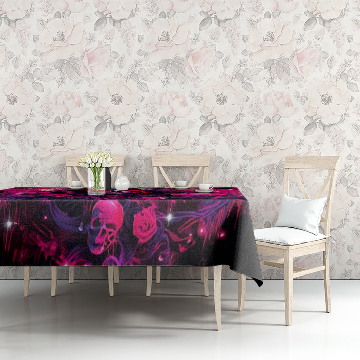Rose Skull Tablecloth Stuck Between IDK IDC And IDGAF