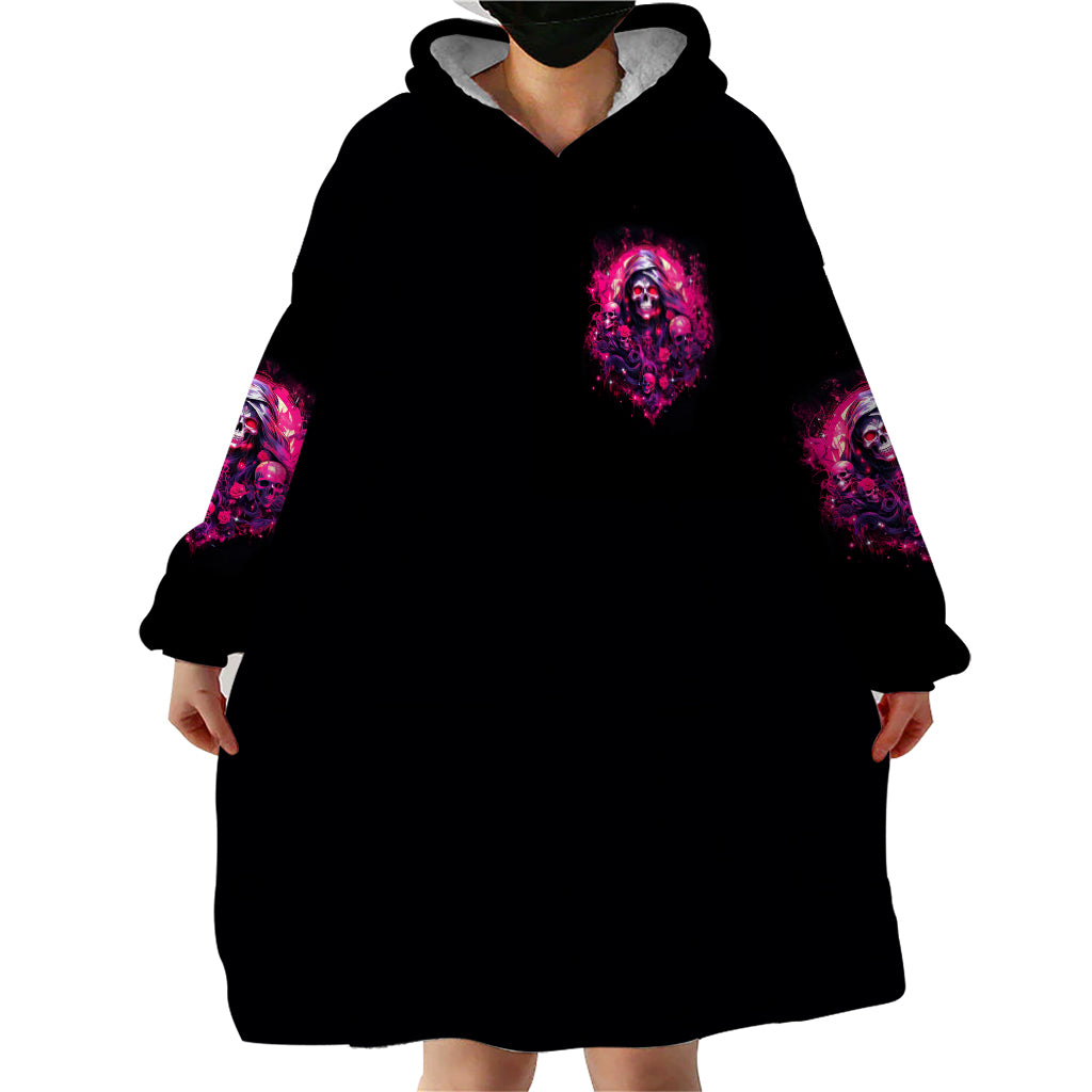 Rose Skull Wearable Blanket Hoodie Stuck Between IDK IDC And IDGAF