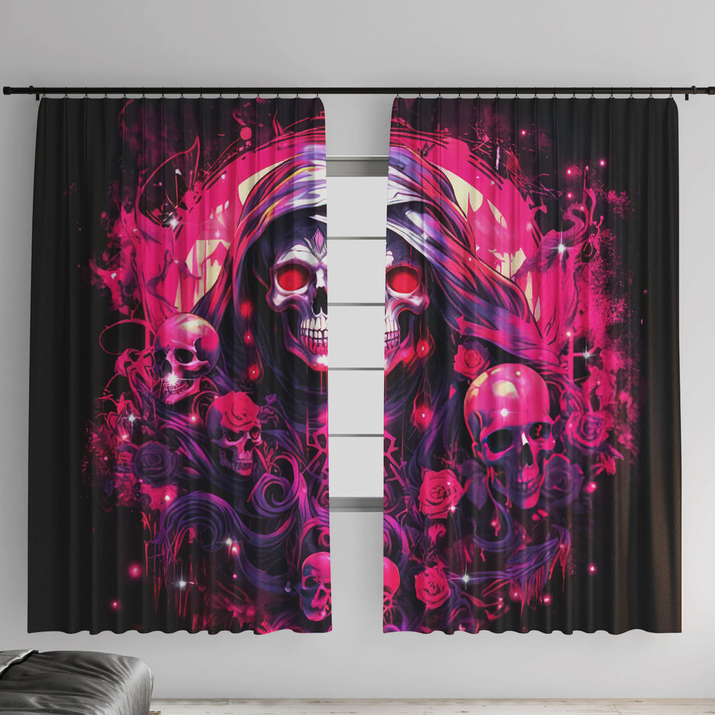 Rose Skull Window Curtain Stuck Between IDK IDC And IDGAF