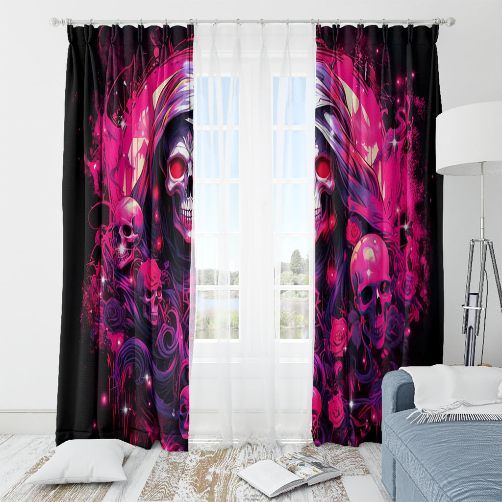 Rose Skull Window Curtain Stuck Between IDK IDC And IDGAF