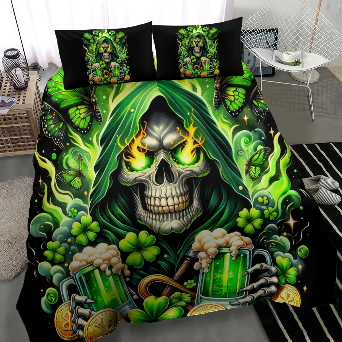 Irish Skull Bedding Set The Devil Whispered To Me I'm Coming For You