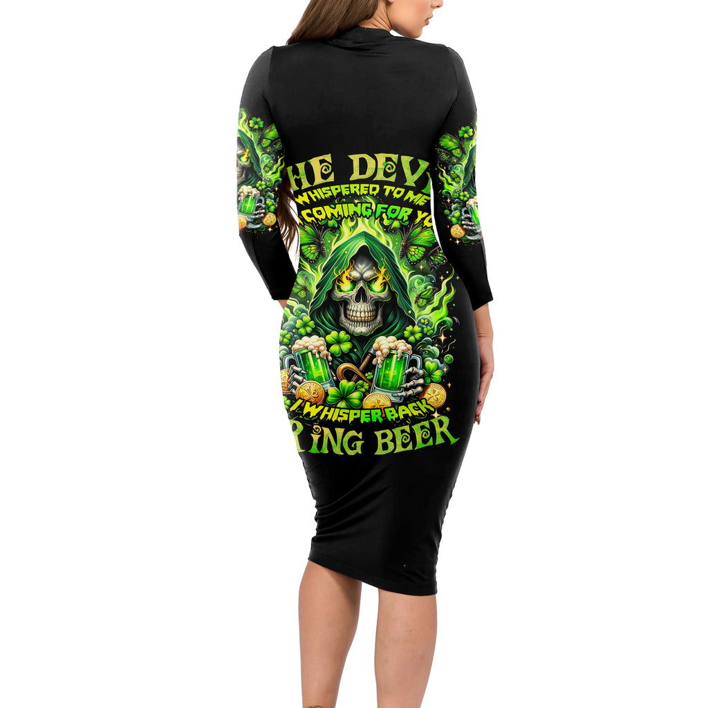 Irish Skull Long Sleeve Bodycon Dress The Devil Whispered To Me I'm Coming For You