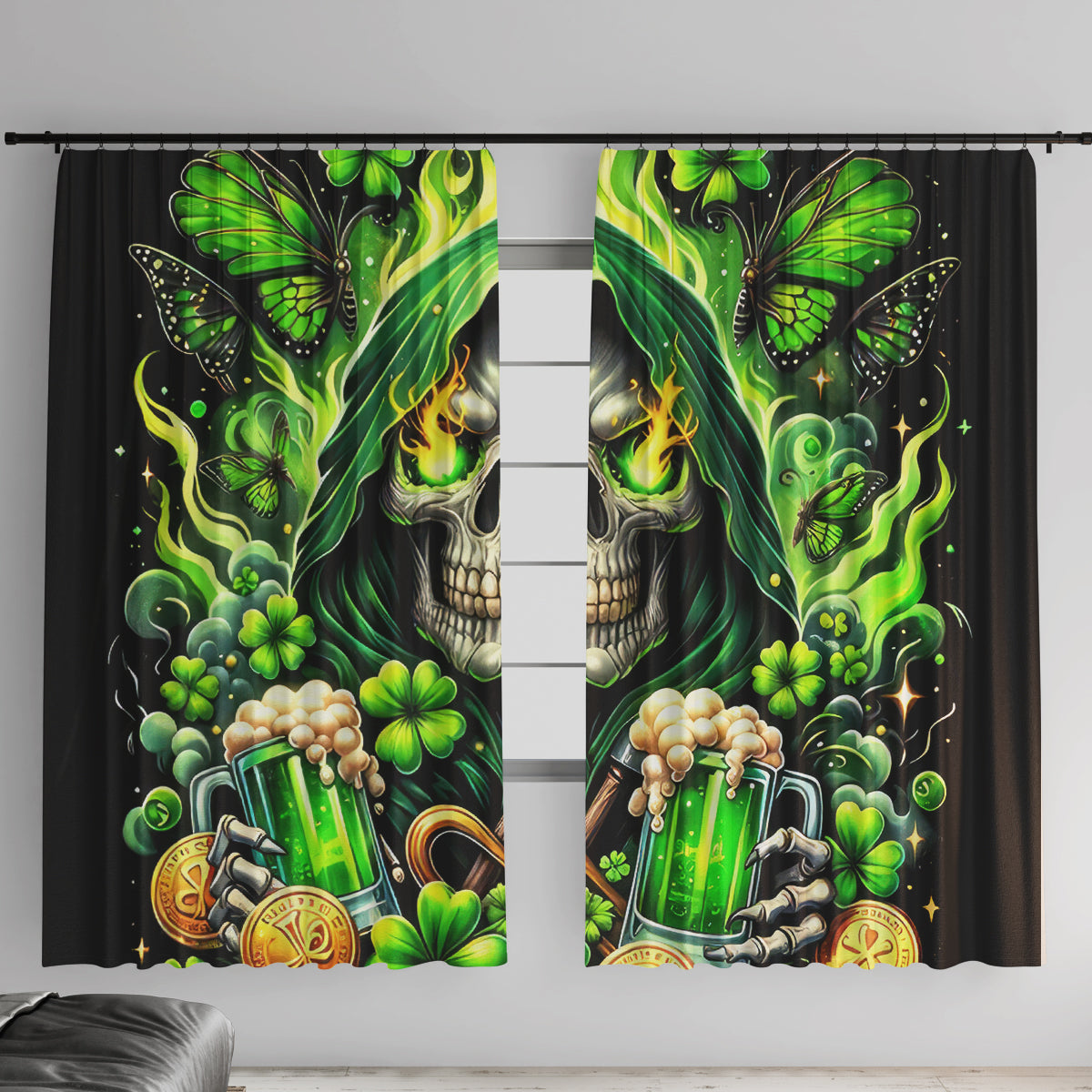 Irish Skull Window Curtain The Devil Whispered To Me I'm Coming For You