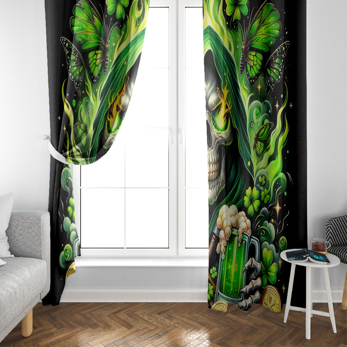Irish Skull Window Curtain The Devil Whispered To Me I'm Coming For You