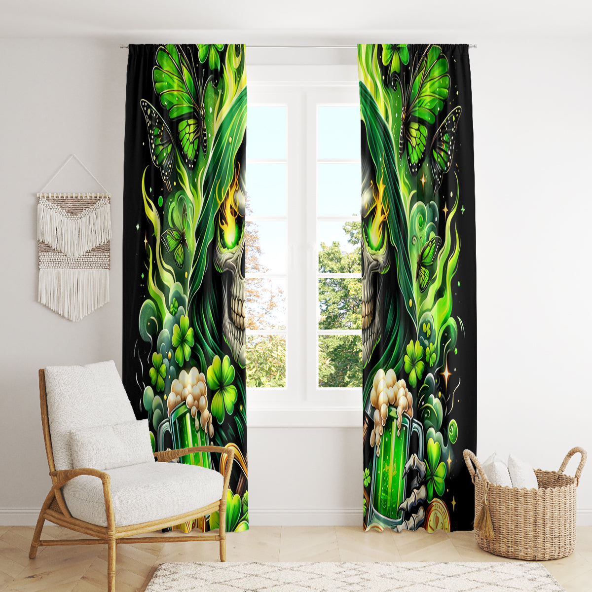 Irish Skull Window Curtain The Devil Whispered To Me I'm Coming For You