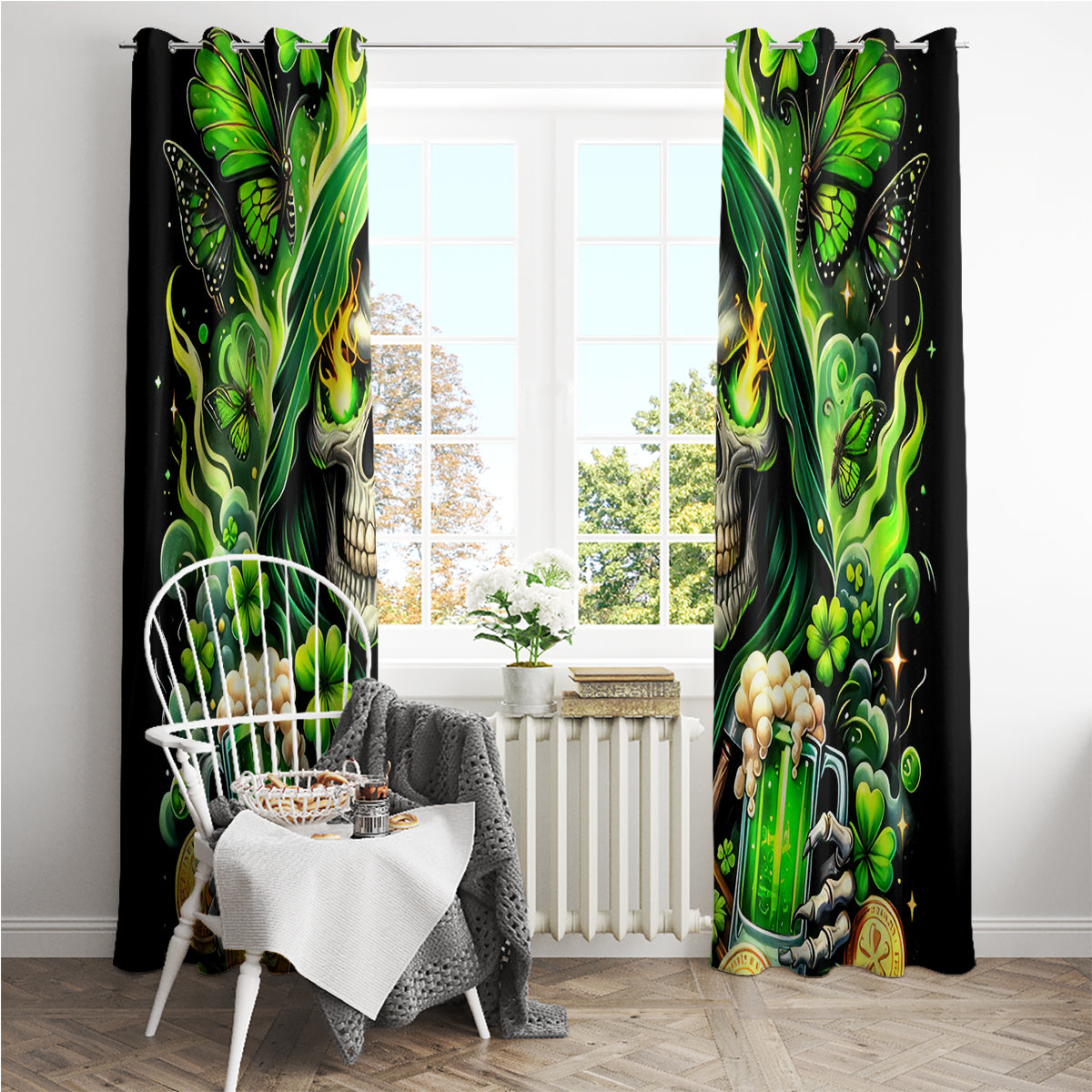 Irish Skull Window Curtain The Devil Whispered To Me I'm Coming For You