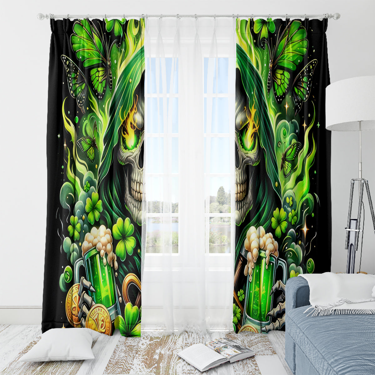 Irish Skull Window Curtain The Devil Whispered To Me I'm Coming For You