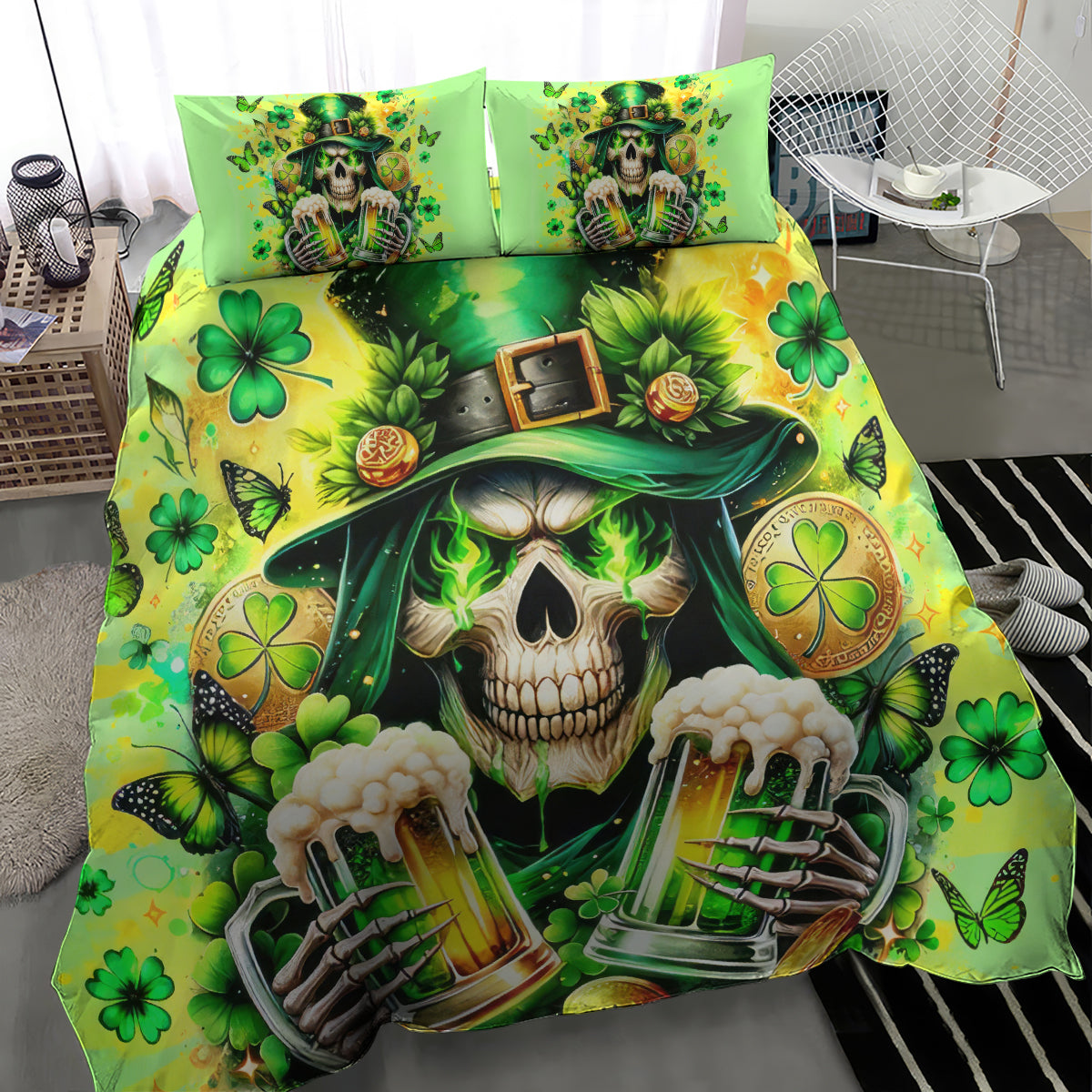 Irish Skull Bedding Set The Devil Whispered To Me I'm Coming For You