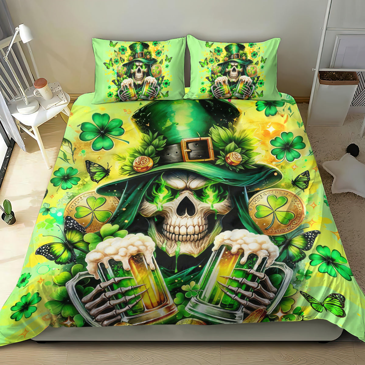 Irish Skull Bedding Set The Devil Whispered To Me I'm Coming For You
