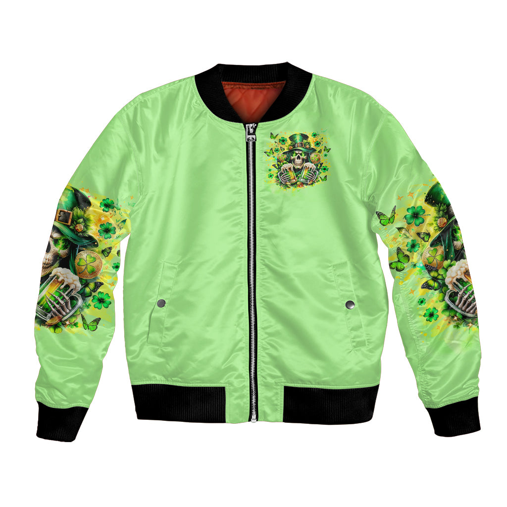 Irish Skull Bomber Jacket The Devil Whispered To Me I'm Coming For You