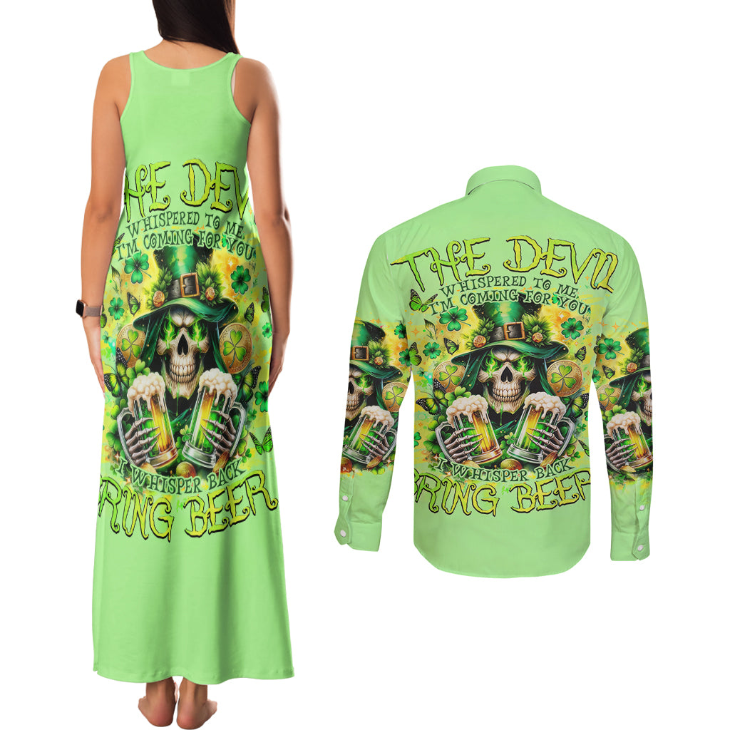 Irish Skull Couples Matching Tank Maxi Dress and Long Sleeve Button Shirt The Devil Whispered To Me I'm Coming For You