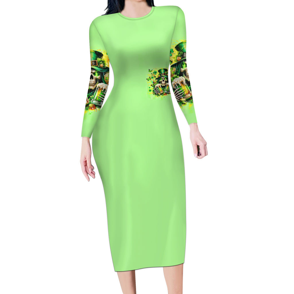 Irish Skull Long Sleeve Bodycon Dress The Devil Whispered To Me I'm Coming For You