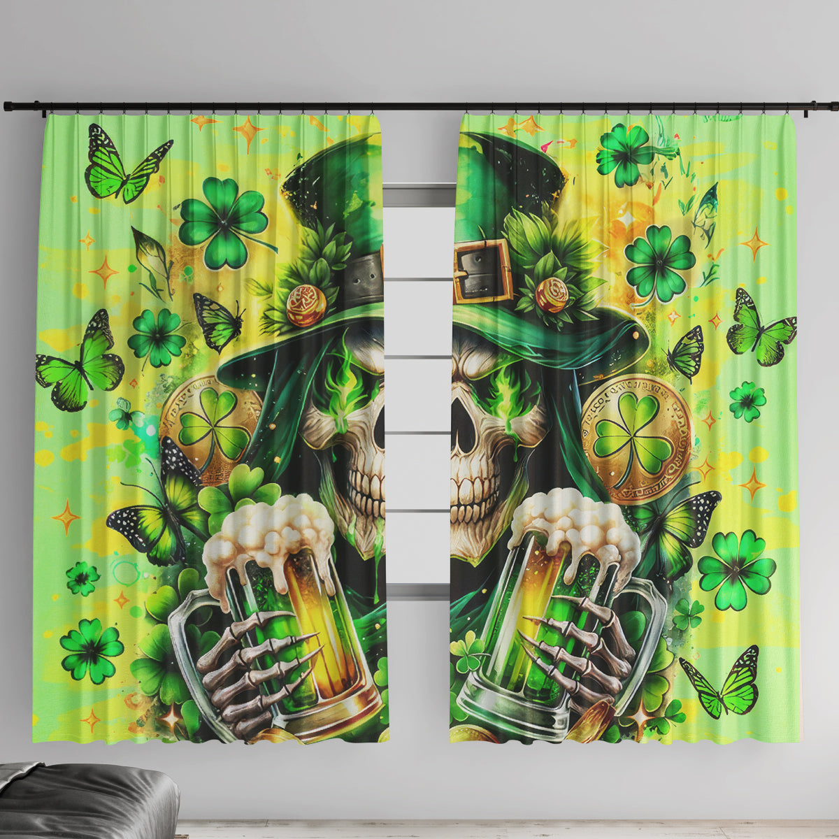 Irish Skull Window Curtain The Devil Whispered To Me I'm Coming For You