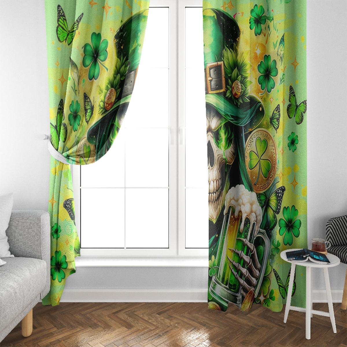 Irish Skull Window Curtain The Devil Whispered To Me I'm Coming For You