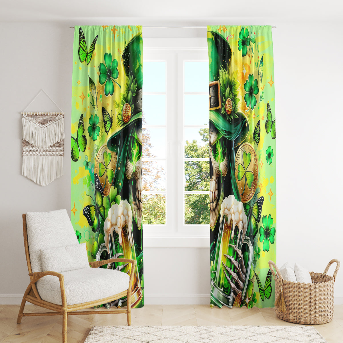 Irish Skull Window Curtain The Devil Whispered To Me I'm Coming For You