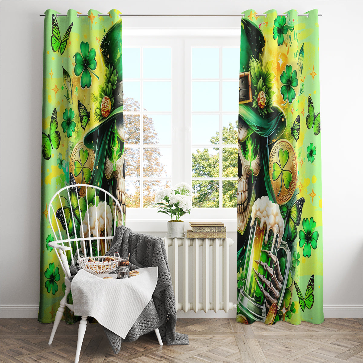 Irish Skull Window Curtain The Devil Whispered To Me I'm Coming For You