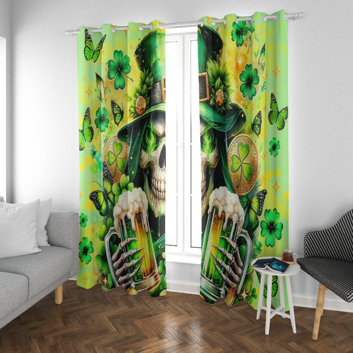 Irish Skull Window Curtain The Devil Whispered To Me I'm Coming For You