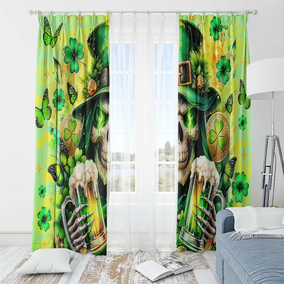 Irish Skull Window Curtain The Devil Whispered To Me I'm Coming For You