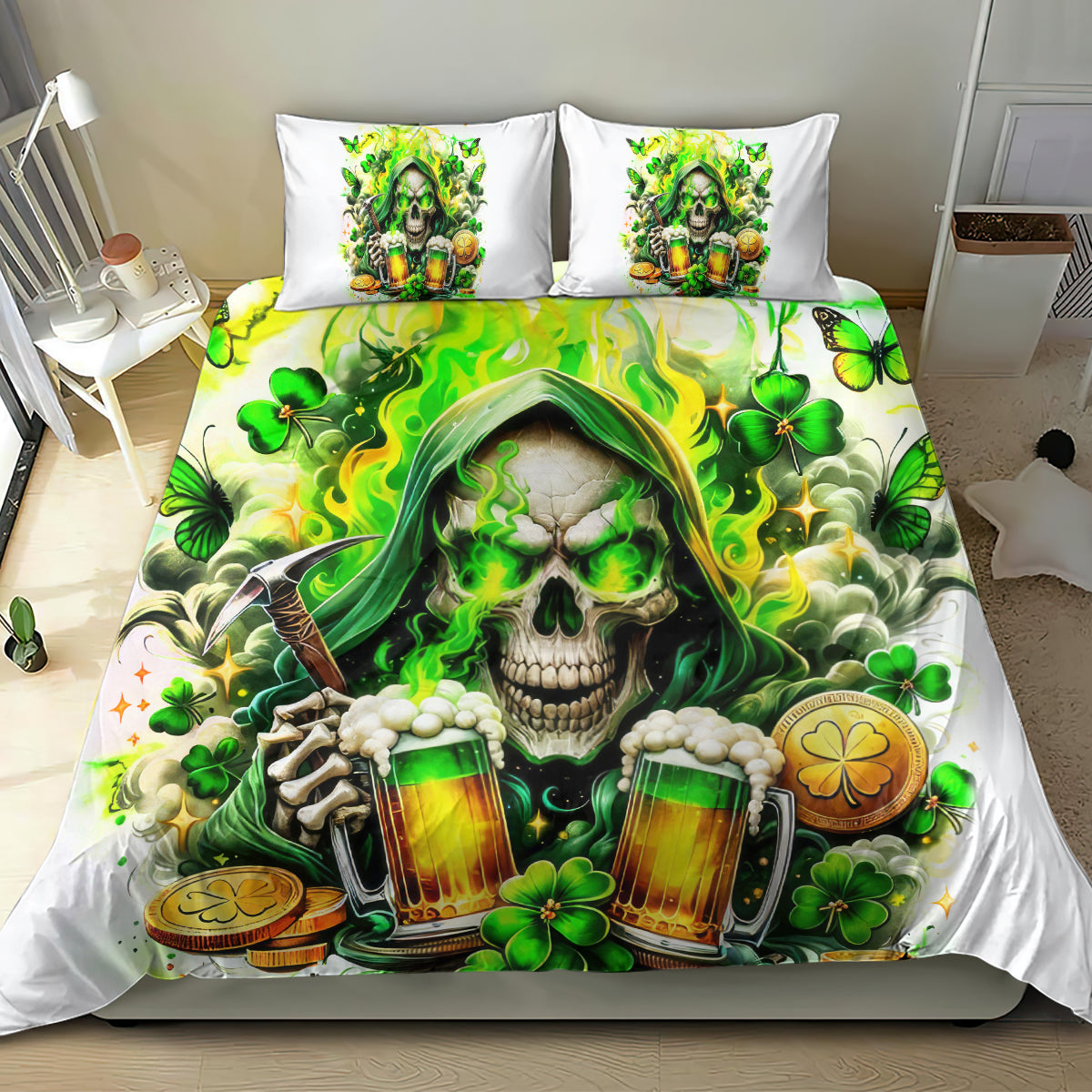 Irish Skull Bedding Set I Whisper Back Bring Beer