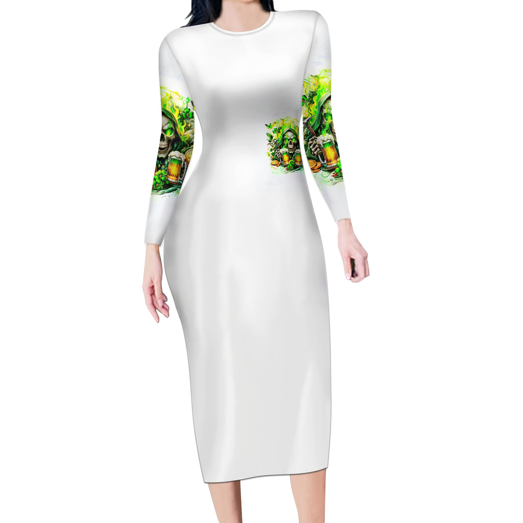 Irish Skull Long Sleeve Bodycon Dress I Whisper Back Bring Beer