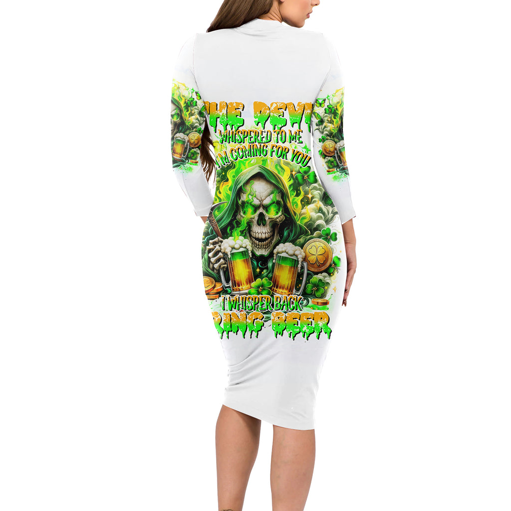 Irish Skull Long Sleeve Bodycon Dress I Whisper Back Bring Beer