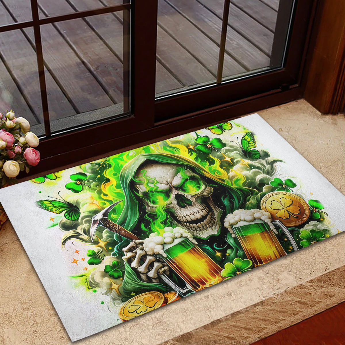 Irish Skull Rubber Doormat I Whisper Back Bring Beer