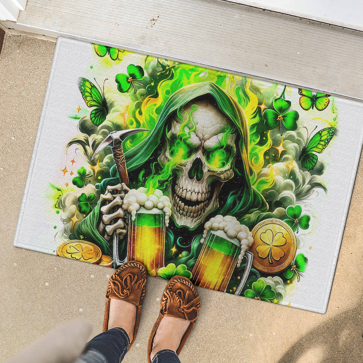 Irish Skull Rubber Doormat I Whisper Back Bring Beer