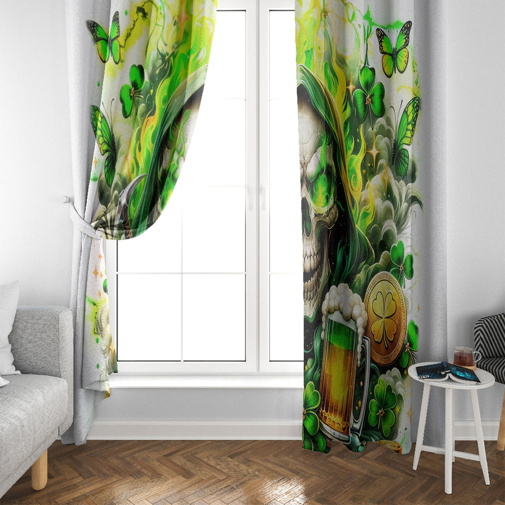 Irish Skull Window Curtain I Whisper Back Bring Beer