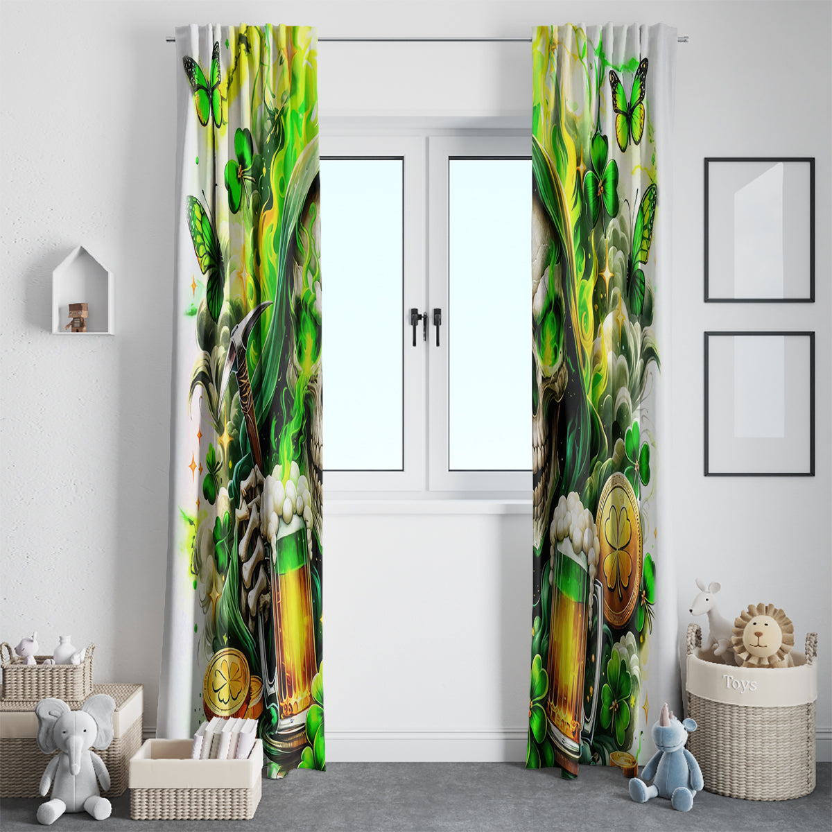 Irish Skull Window Curtain I Whisper Back Bring Beer