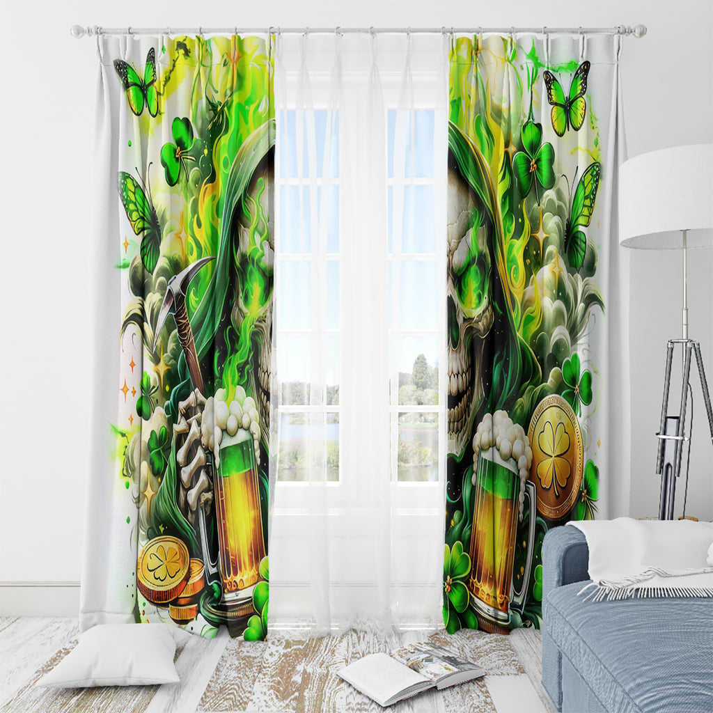 Irish Skull Window Curtain I Whisper Back Bring Beer
