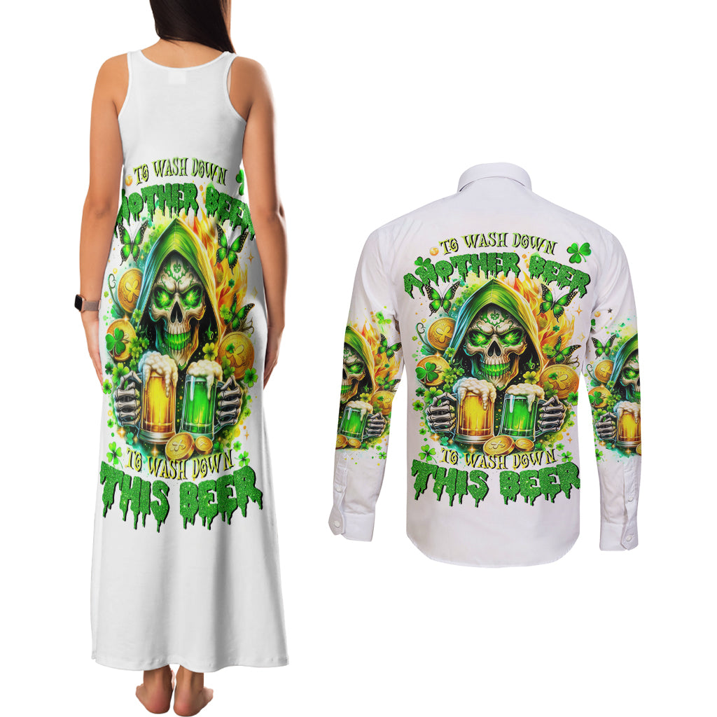 Irish Skull Couples Matching Tank Maxi Dress and Long Sleeve Button Shirt To Wash Down Another Beer To Wash Down This Beer