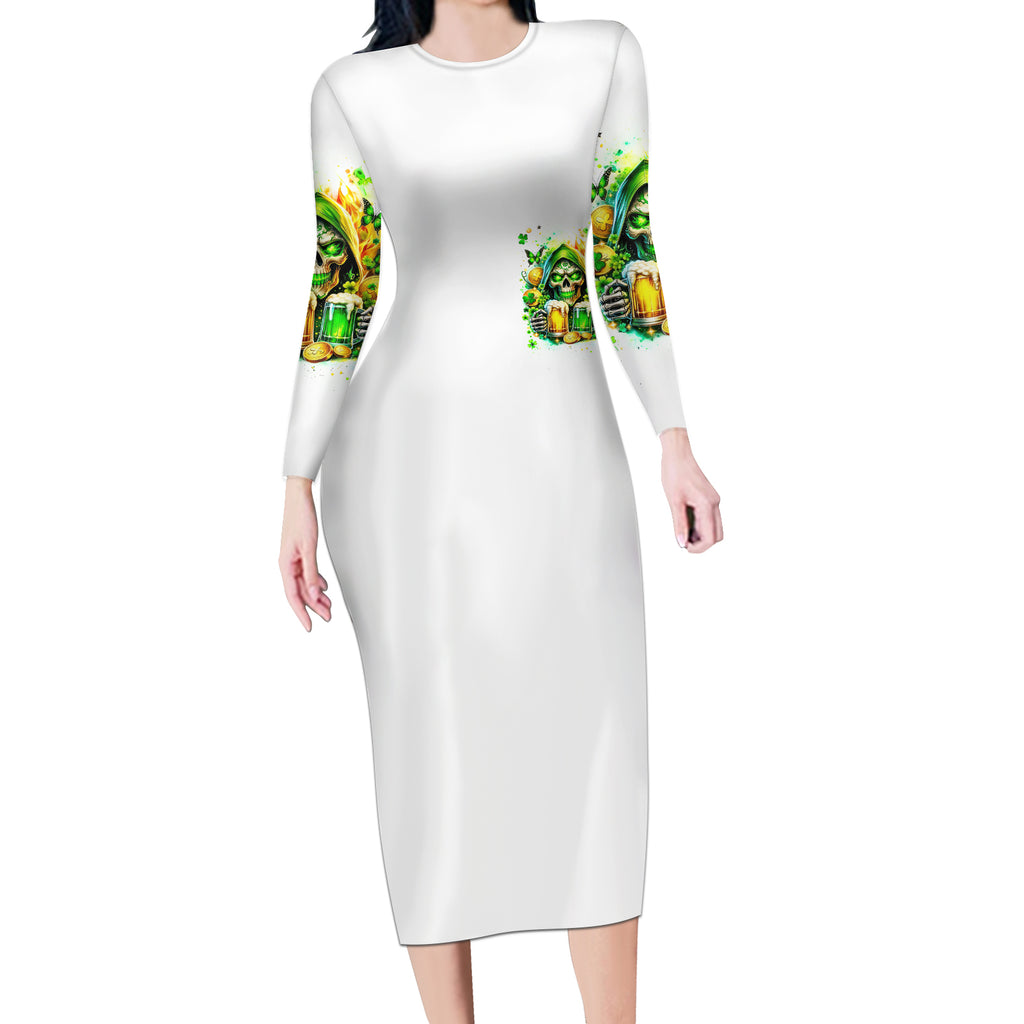 Irish Skull Long Sleeve Bodycon Dress To Wash Down Another Beer To Wash Down This Beer