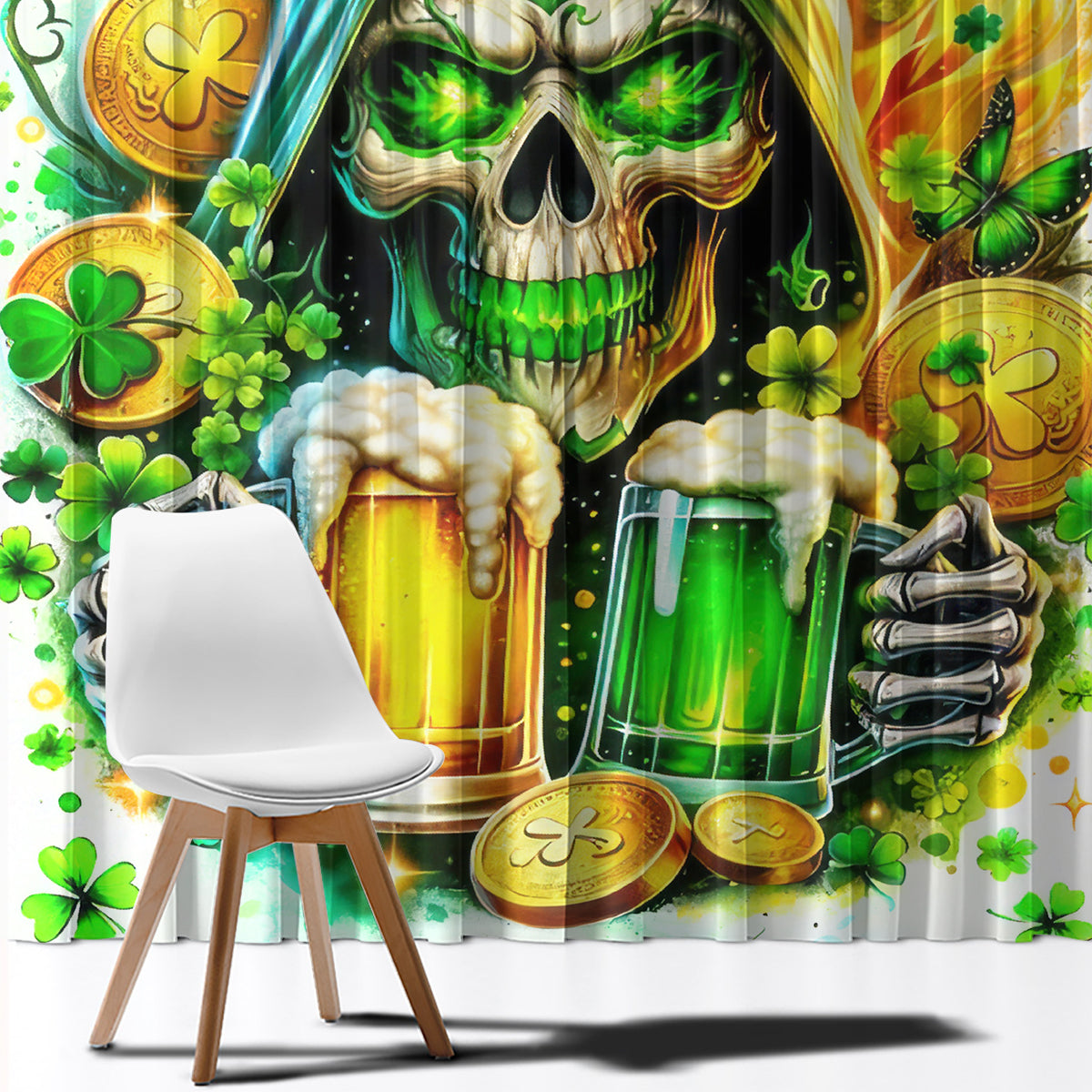 Irish Skull Window Curtain To Wash Down Another Beer To Wash Down This Beer