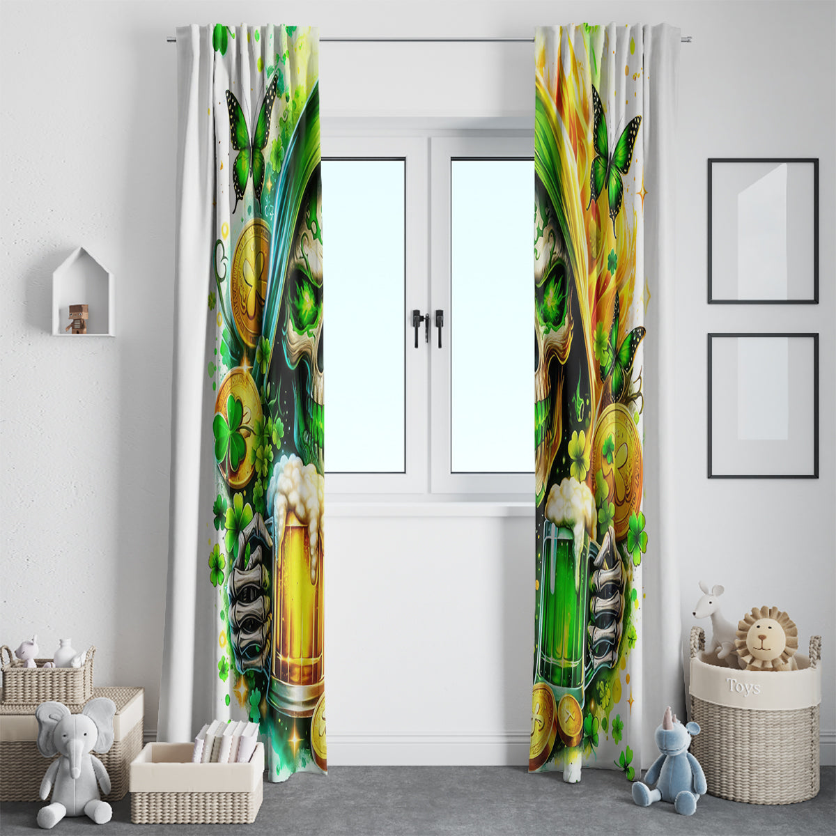 Irish Skull Window Curtain To Wash Down Another Beer To Wash Down This Beer
