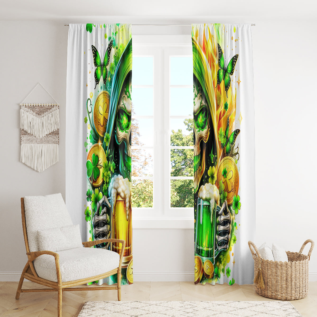 Irish Skull Window Curtain To Wash Down Another Beer To Wash Down This Beer