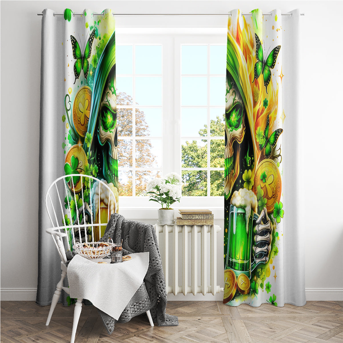 Irish Skull Window Curtain To Wash Down Another Beer To Wash Down This Beer