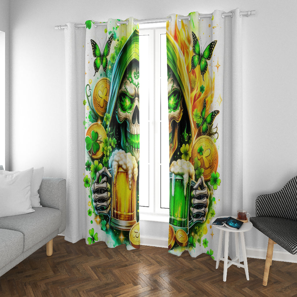 Irish Skull Window Curtain To Wash Down Another Beer To Wash Down This Beer