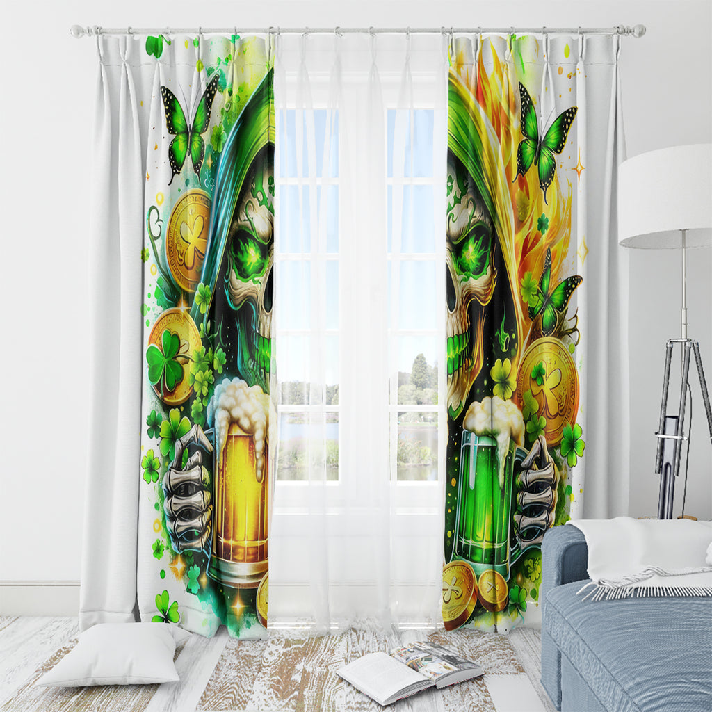 Irish Skull Window Curtain To Wash Down Another Beer To Wash Down This Beer