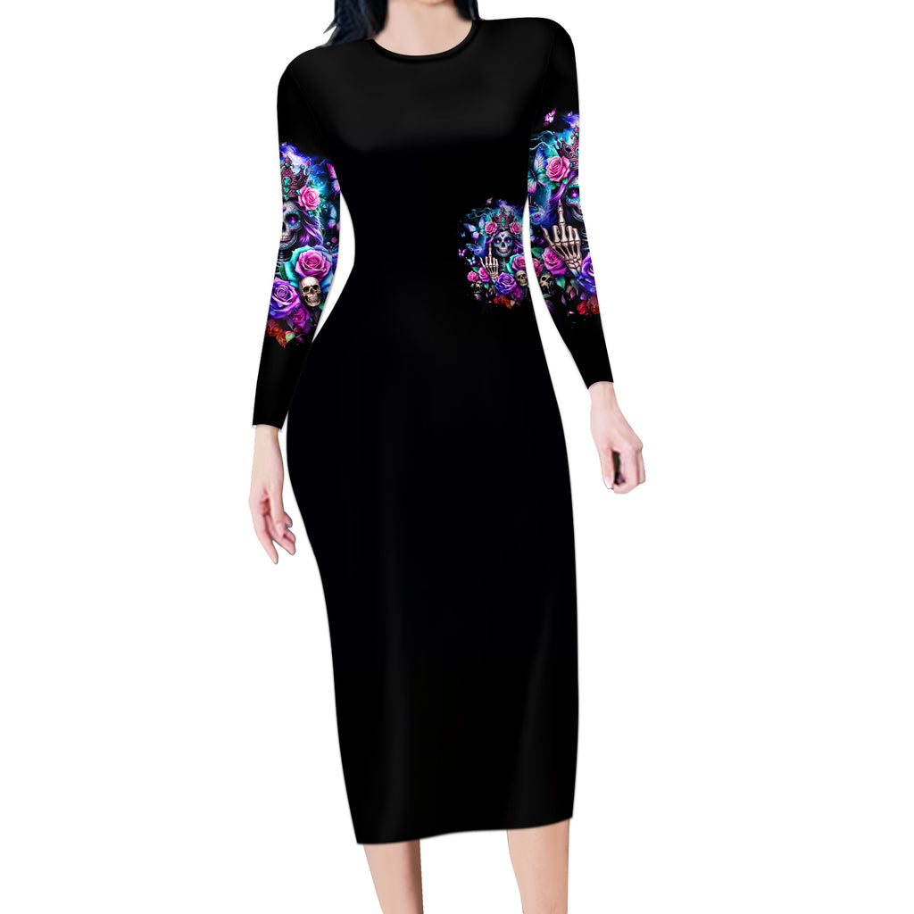 Fairy Skull Long Sleeve Bodycon Dress Bitch I'm Not A Princess I'm The Fucking Queen