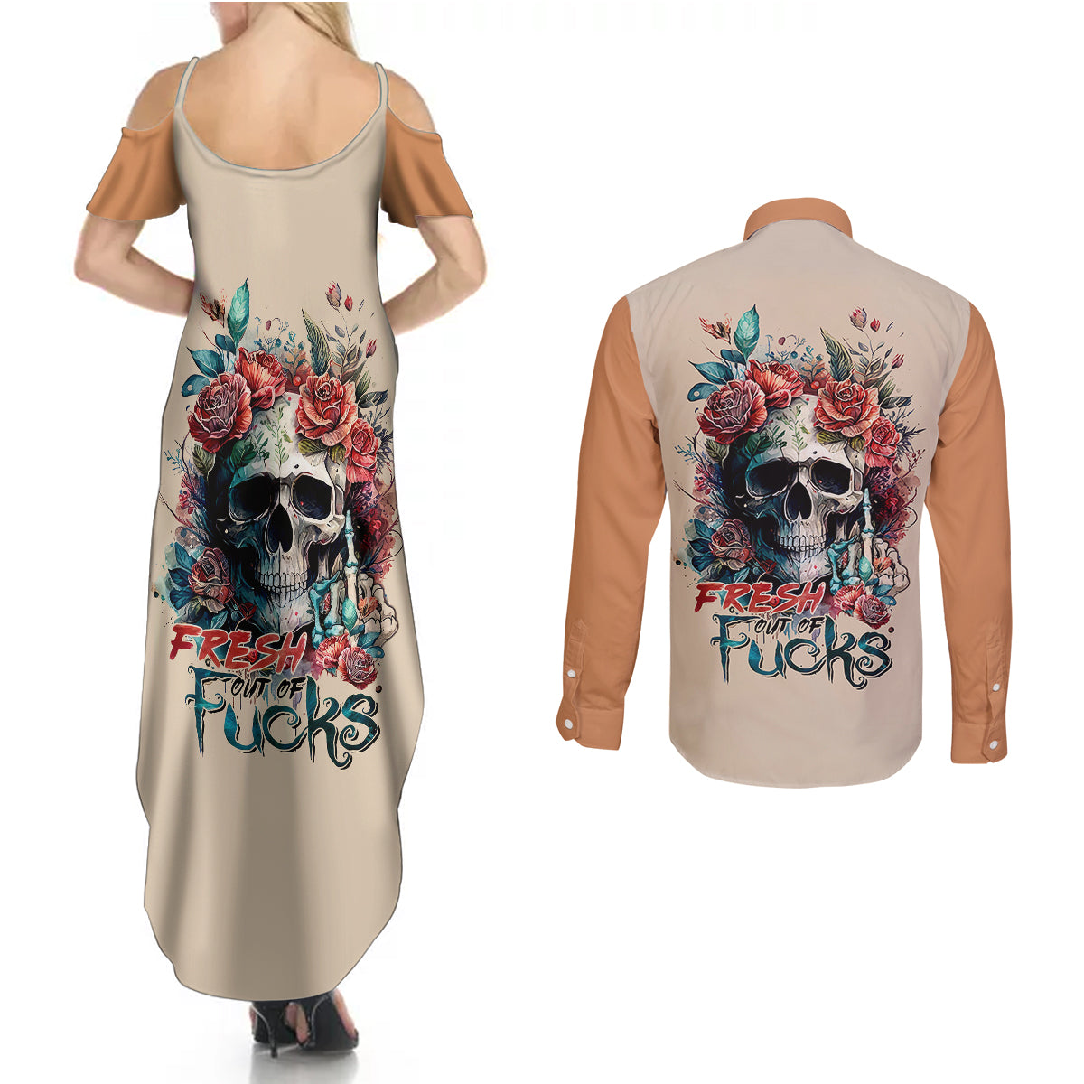 flower-skull-couples-matching-summer-maxi-dress-and-long-sleeve-button-shirts-fresh-out-of-fuck