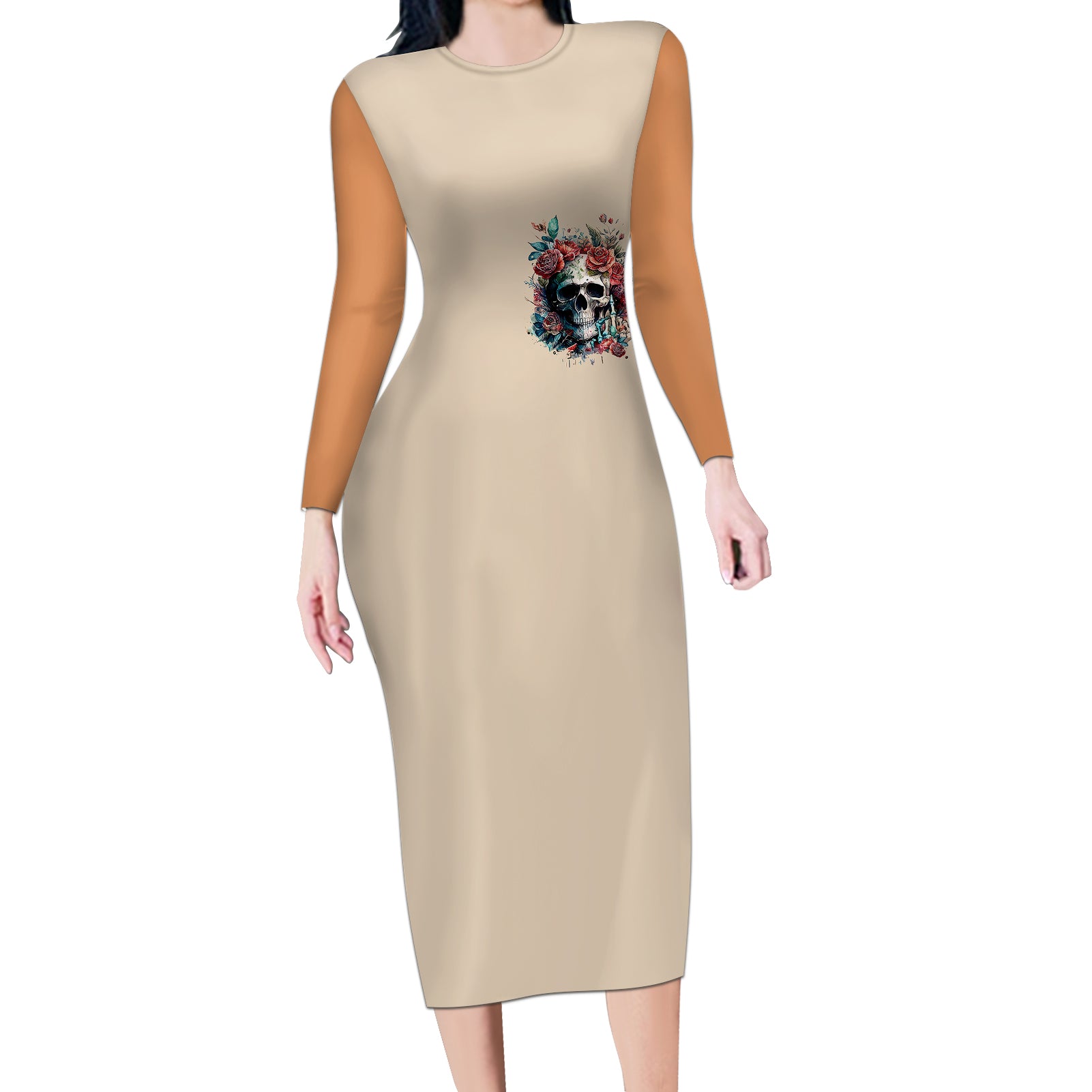 flower-skull-long-sleeve-bodycon-dress-fresh-out-of-fuck