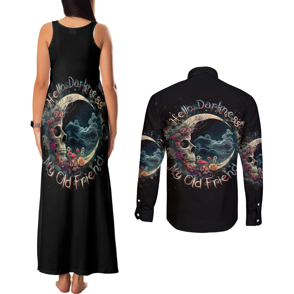 moon-skull-couples-matching-tank-maxi-dress-and-long-sleeve-button-shirts-hello-darkness-my-old-friend-moon