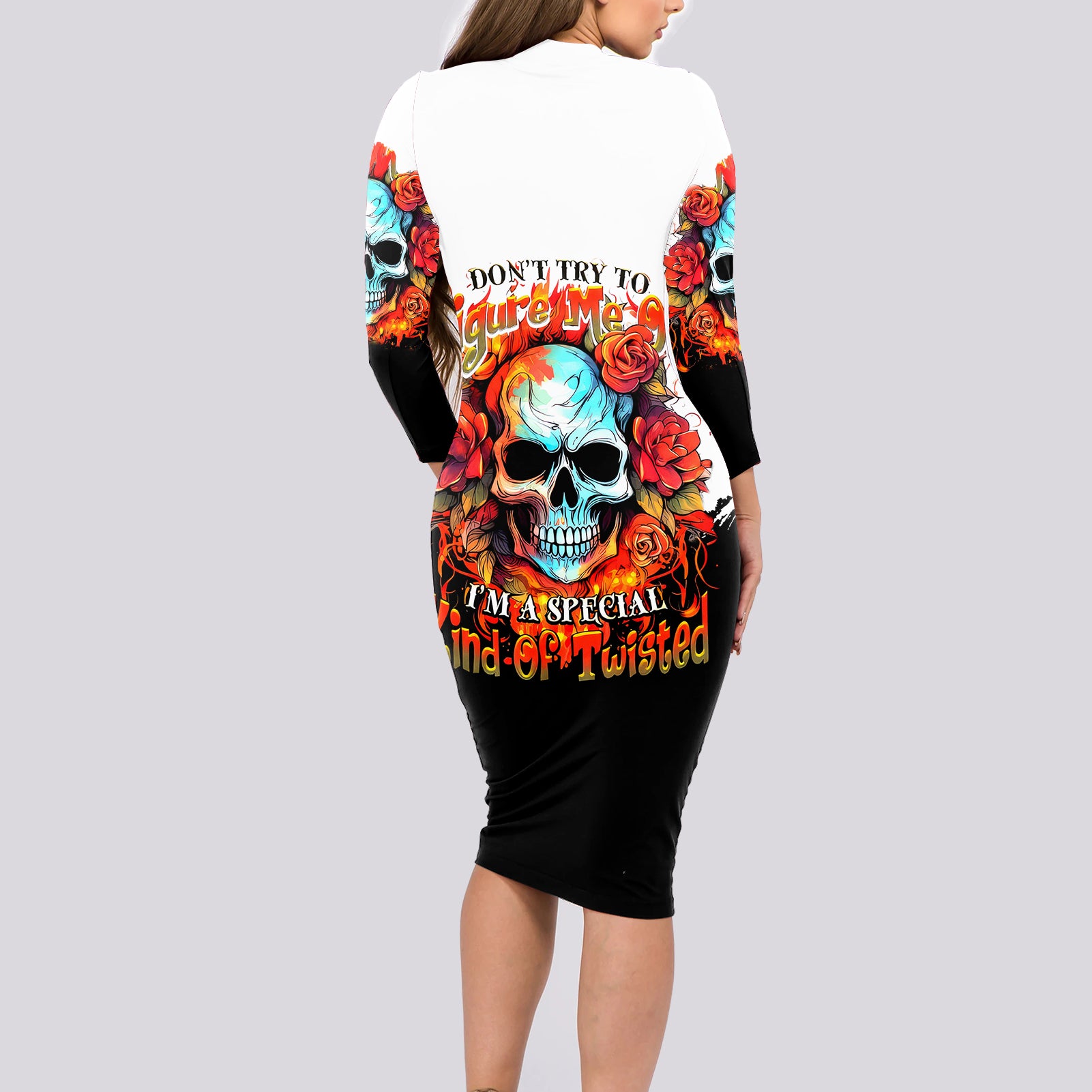 flower-skull-long-sleeve-bodycon-dress-dont-try-to-figured-me-out-i-special-kind-fire-flower