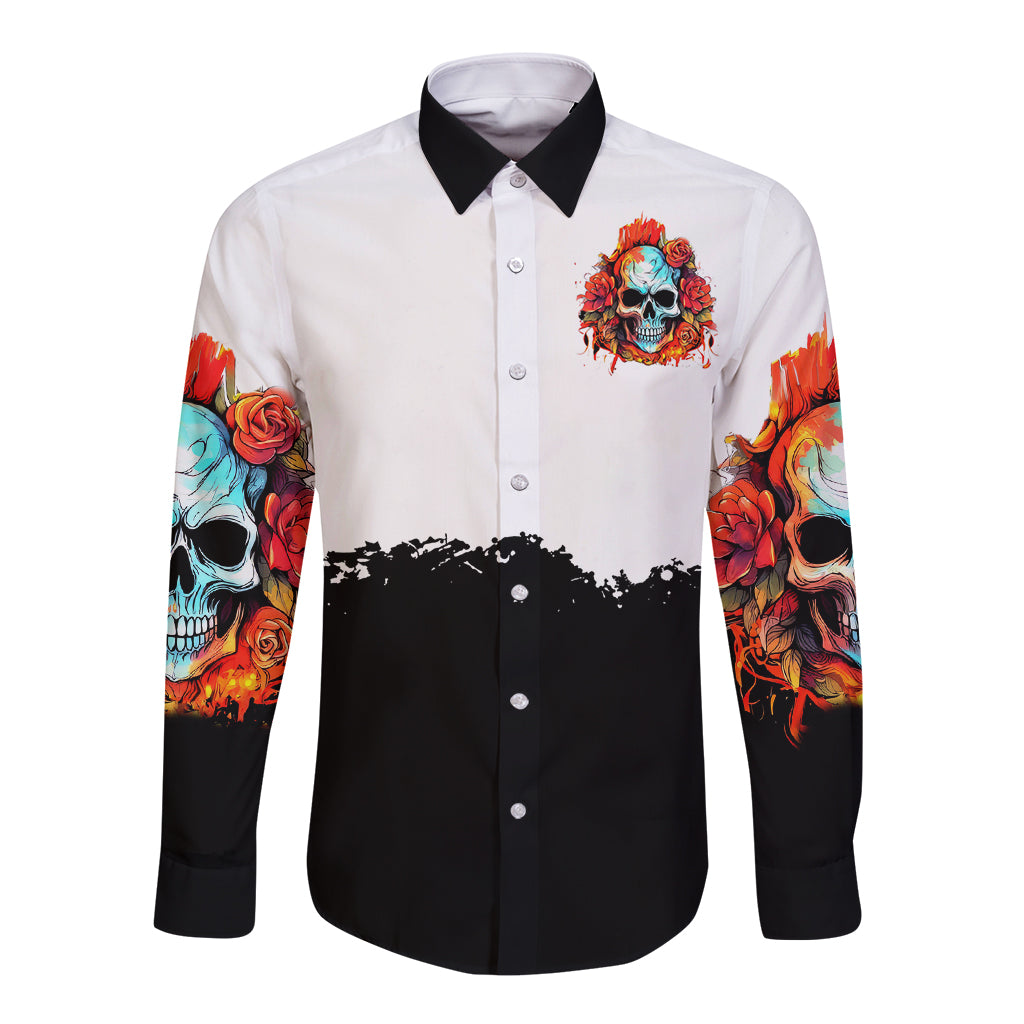 flower-skull-long-sleeve-button-shirt-dont-try-to-figured-me-out-i-special-kind-fire-flower