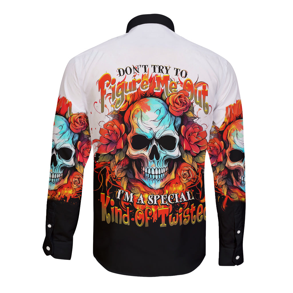 flower-skull-long-sleeve-button-shirt-dont-try-to-figured-me-out-i-special-kind-fire-flower